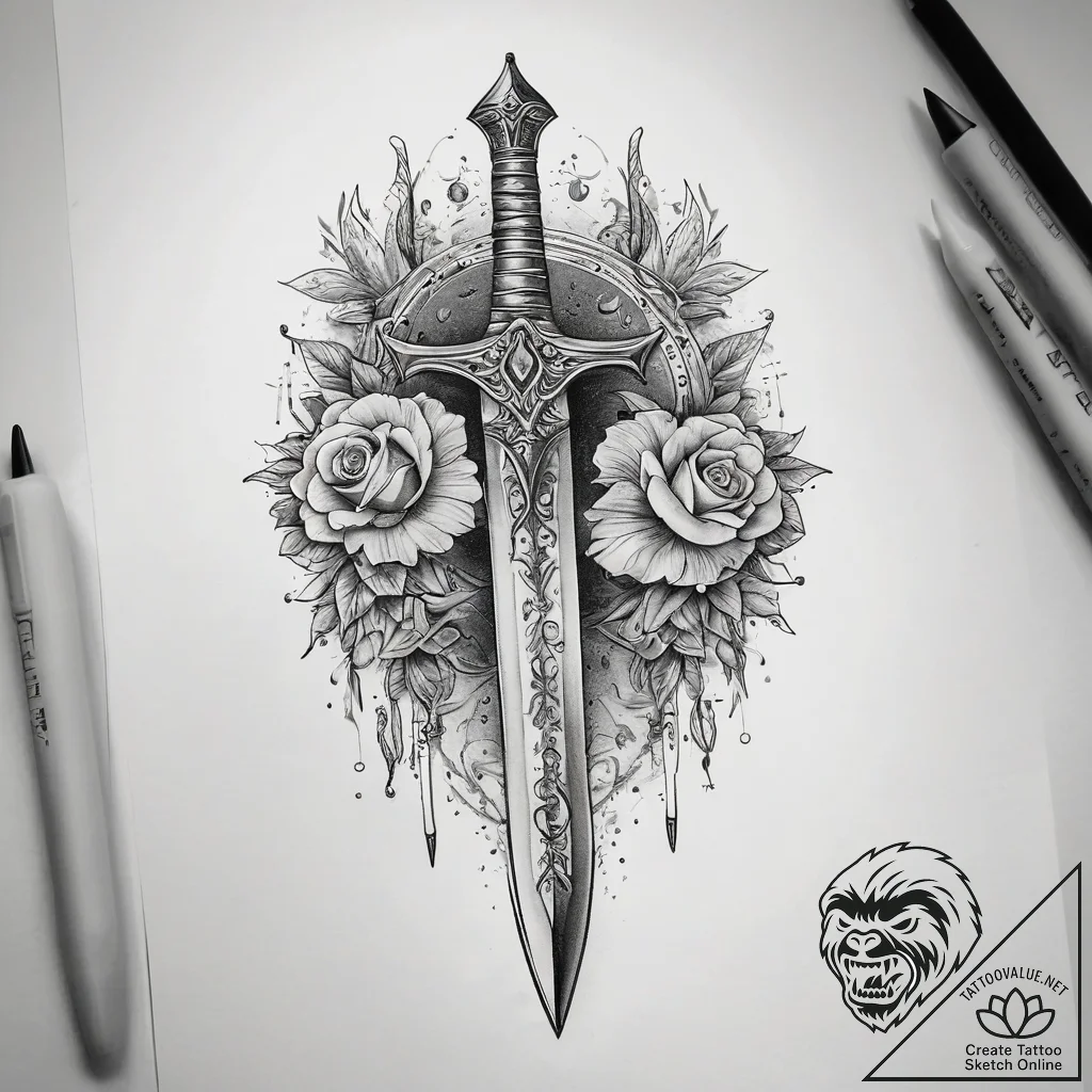 Tattoo sketch dagger, tattoo sketch design, f... - tattoo sketch (№1758509381_0, 22.09.2025 02:49) — tattoovalue.net