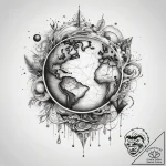 Tattoo sketch cosmic earth, tattoo line art,… – tattoo sketch (№1758510169_0, 22.09.2025 03:02) — tattoovalue.net