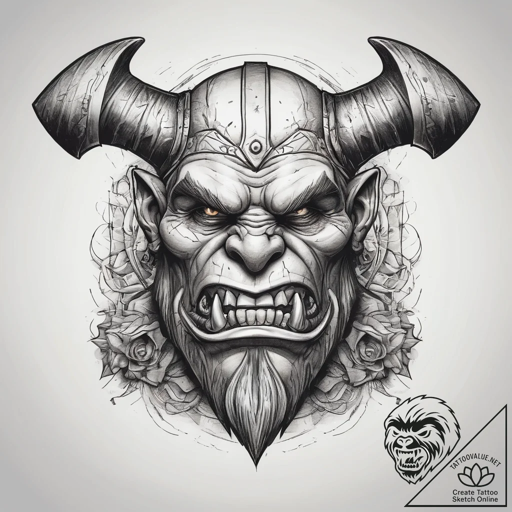 Tattoo sketch orc axe, tattoo drawing outline... - tattoo sketch (№1758511161_0, 22.09.2025 03:19) — tattoovalue.net