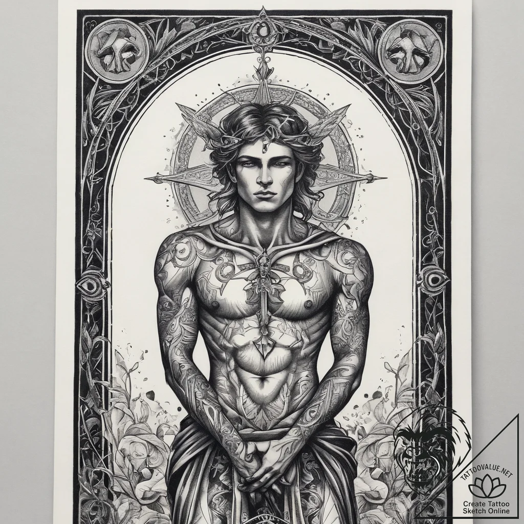 Tattoo sketch tarot card hanged man, tattoo l... - tattoo sketch (№1758513116_0, 22.09.2025 03:51) — tattoovalue.net