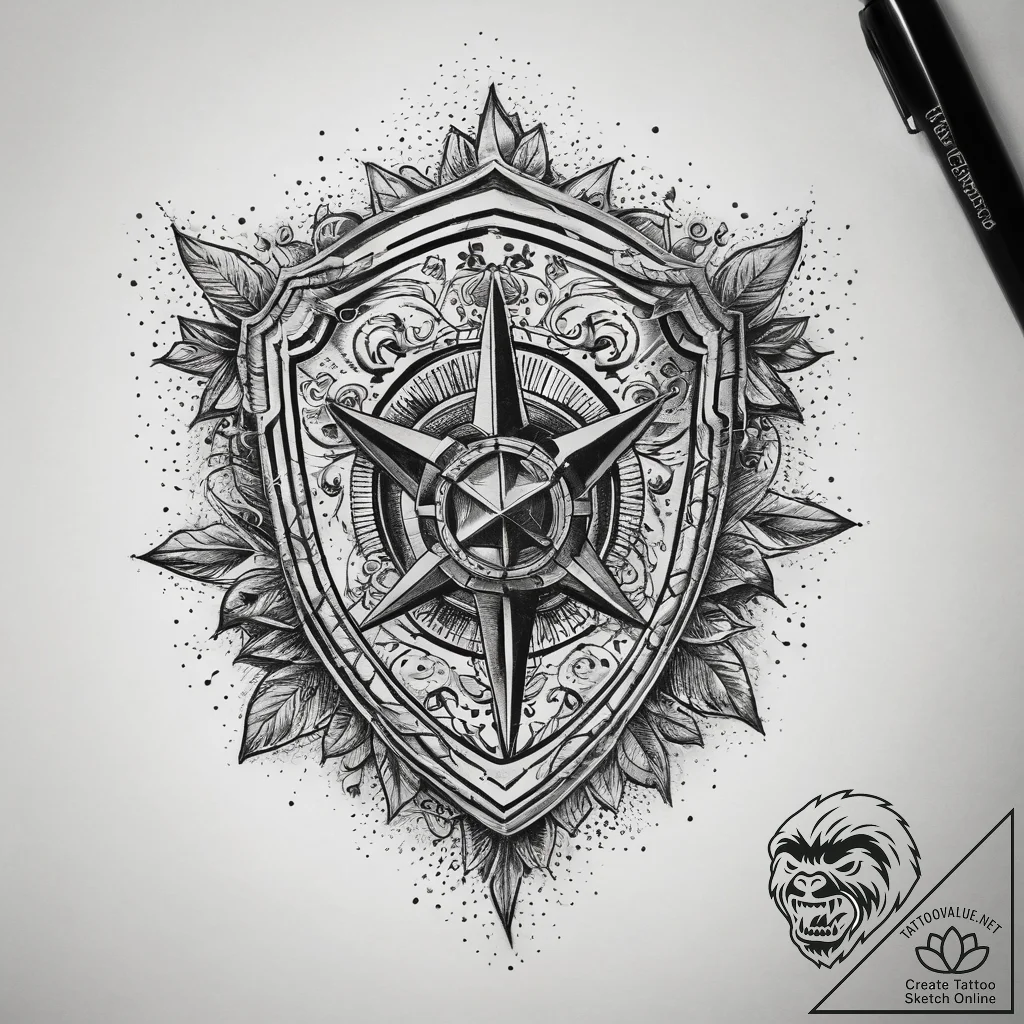 Tattoo sketch shield, tattoo line art, old sc... - tattoo sketch (№1758513703_0, 22.09.2025 04:01) — tattoovalue.net