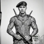 Tattoo sketch soldier standing guard, tattoo… – tattoo sketch (№1758515067_0, 22.09.2025 04:24) — tattoovalue.net