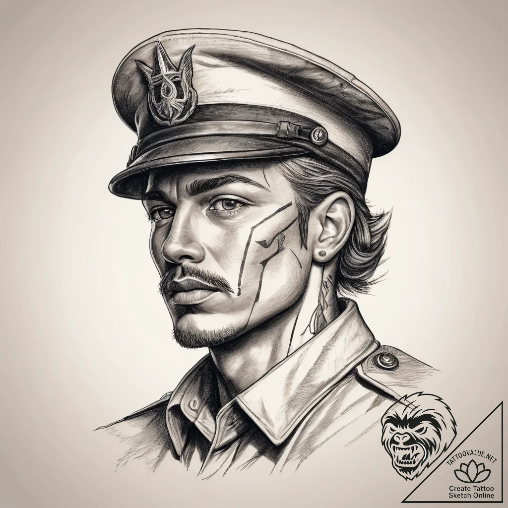 Tattoo sketch soldier with a pencil, ink illu... - tattoo sketch (№1758515262_0, 22.09.2025 04:27) — tattoovalue.net