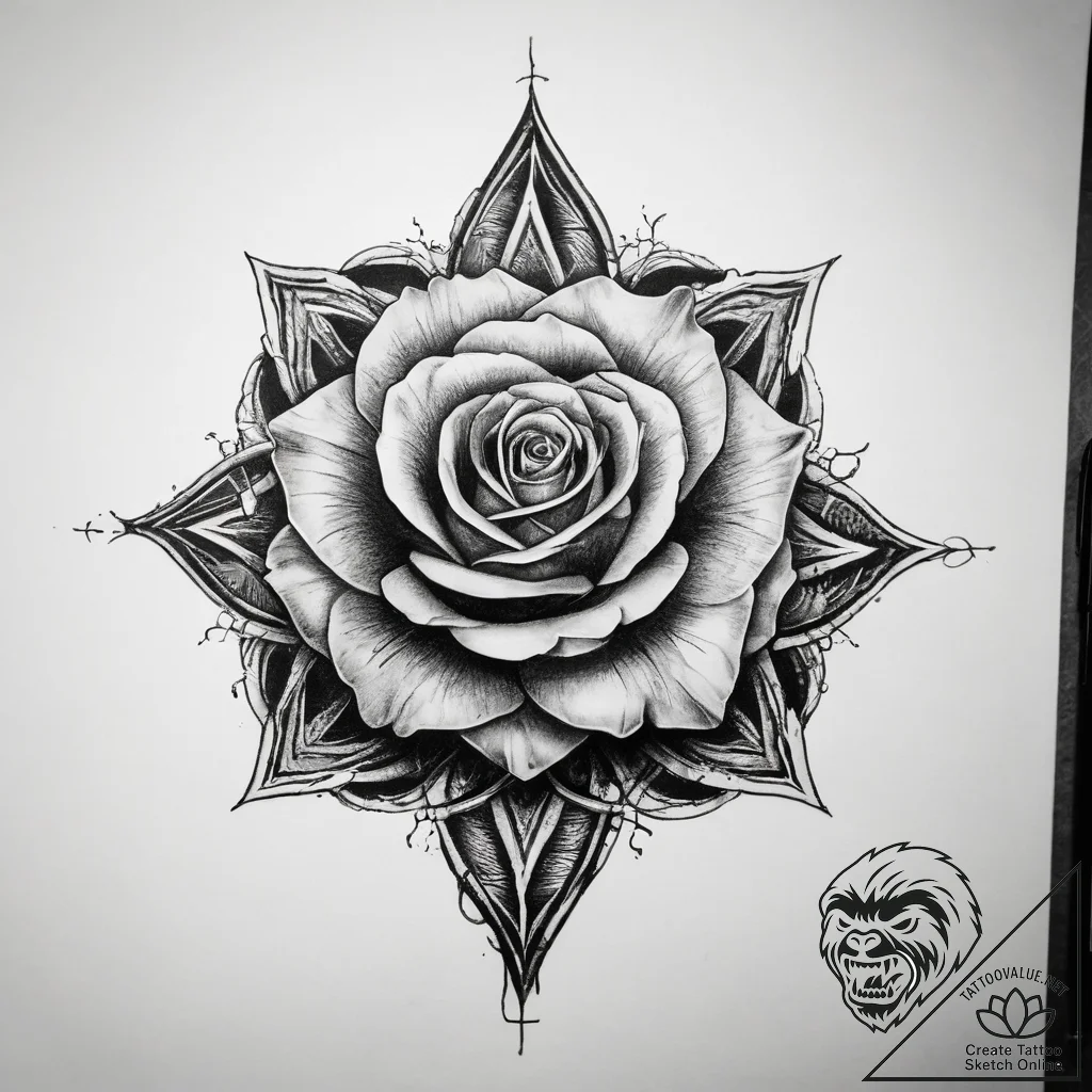 Tattoo sketch infinity symbol with a rose, ta... - tattoo sketch (№1758516235_0, 22.09.2025 04:43) — tattoovalue.net