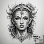 Tattoo sketch spiritual character – tattoo sketch (№1758517017_0, 22.09.2025 04:56) — tattoovalue.net