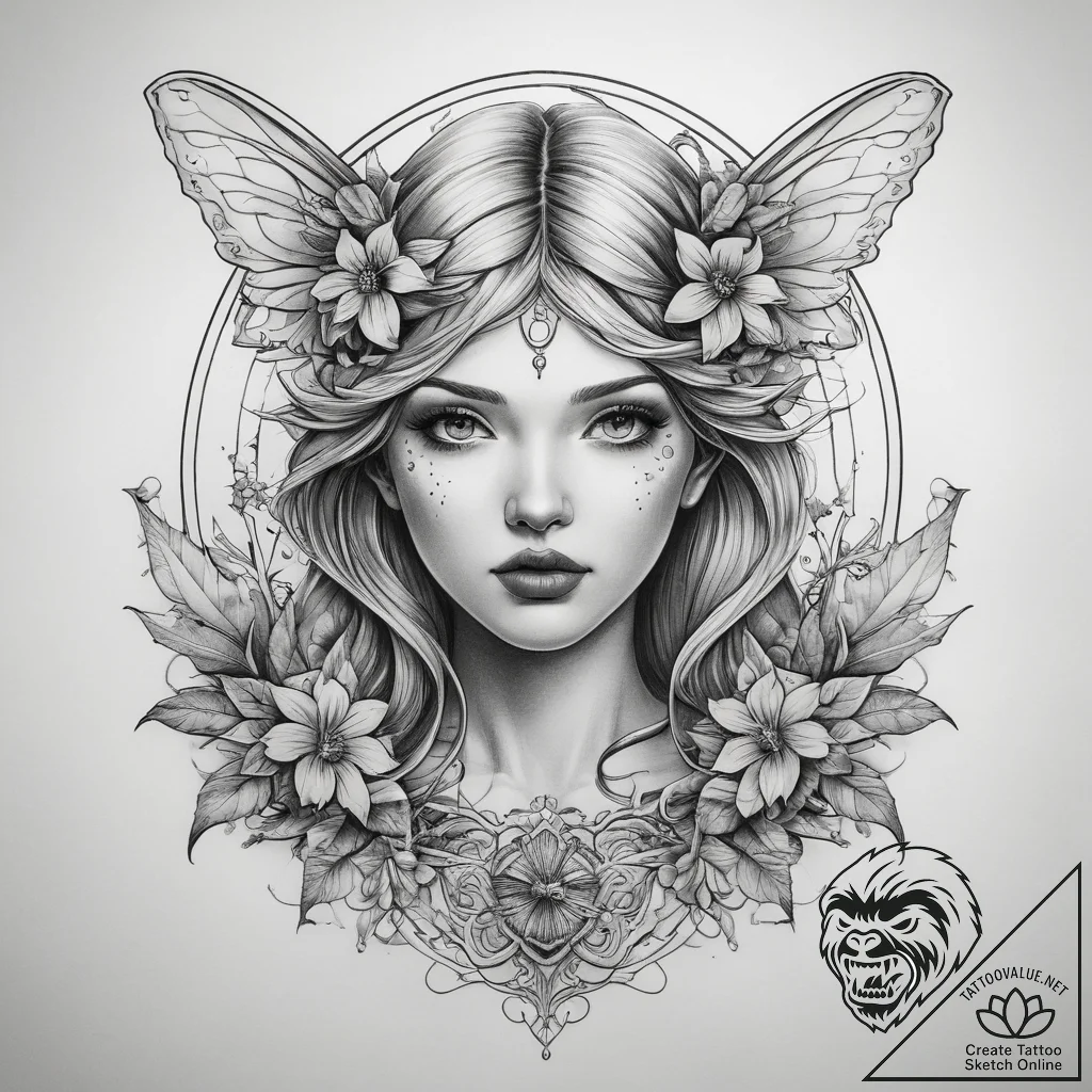 Tattoo sketch fairy tattoo, tattoo drawing ou... - tattoo sketch (№1758519181_0, 22.09.2025 05:33) — tattoovalue.net