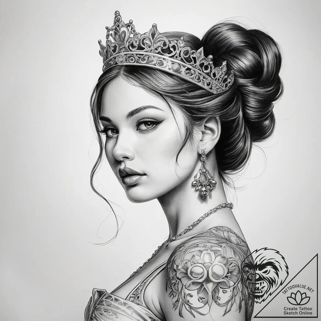 Tattoo sketch princess - tattoo sketch (№1758519571_0, 22.09.2025 05:39) — tattoovalue.net