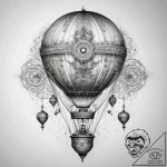 Tattoo sketch steampunk hot air balloon, tatt… – tattoo sketch (№1758520930_0, 22.09.2025 06:02) — tattoovalue.net