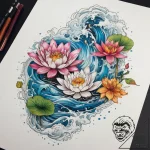Tattoo sketch water lily flower, concept art… – tattoo sketch (№1758521125_0, 22.09.2025 06:05) — tattoovalue.net