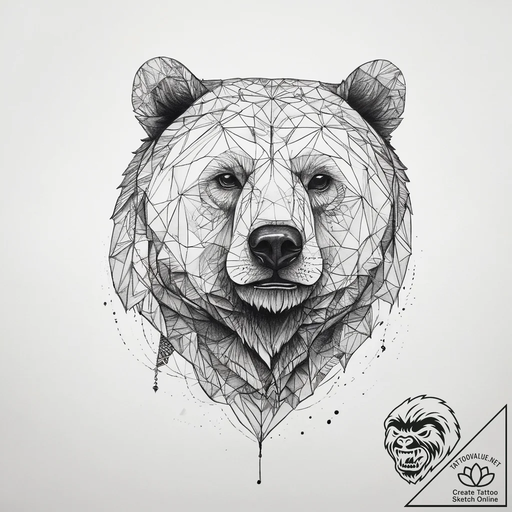 Tattoo sketch geometric bear, tattoo line art... - tattoo sketch (№1758523069_0, 22.09.2025 06:37) — tattoovalue.net