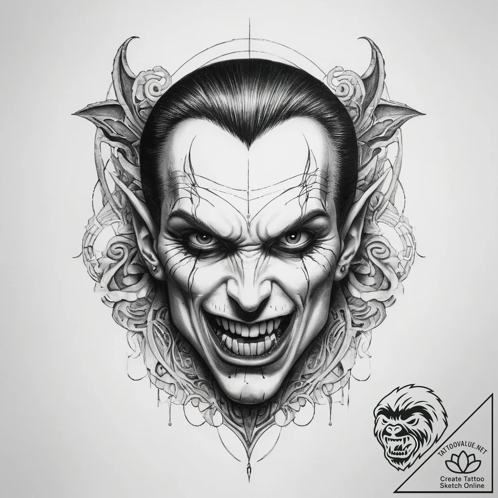 Tattoo sketch узор в виде вампира - tattoo sketch (№1758524622_0, 22.09.2025 07:03) — tattoovalue.net