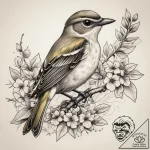 Tattoo sketch white-eyed vireo, tattoo flash… – tattoo sketch (№1758525010_0, 22.09.2025 07:10) — tattoovalue.net