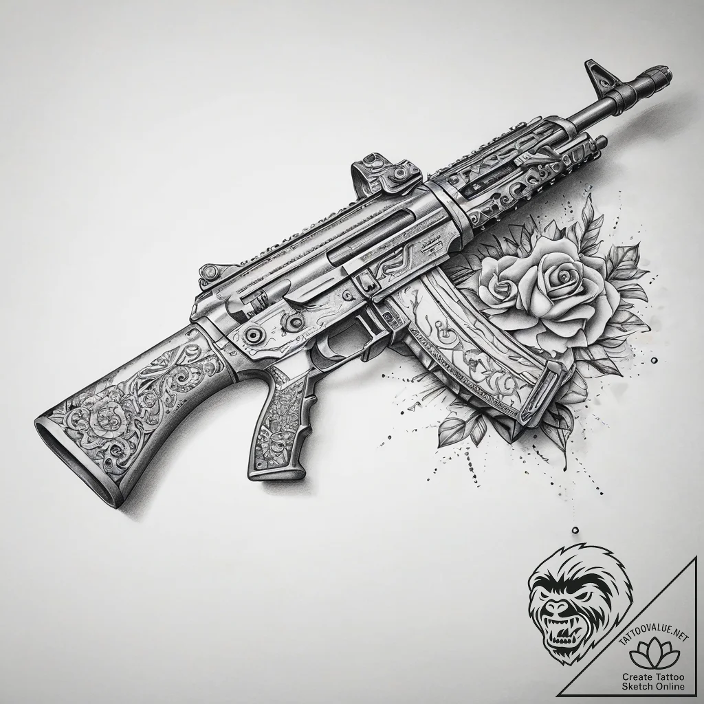 Tattoo sketch rifle tattoo, tattoo drawing ou... - tattoo sketch (№1758526563_0, 22.09.2025 07:36) — tattoovalue.net