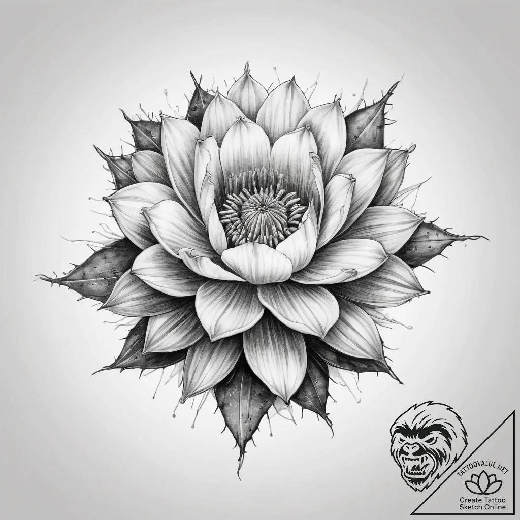 Tattoo sketch cactus flower - tattoo sketch (№1758527733_0, 22.09.2025 07:55) — tattoovalue.net