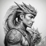 Tattoo sketch soldier with a dragon, tattoo l… – tattoo sketch (№1758528321_0, 22.09.2025 08:05) — tattoovalue.net