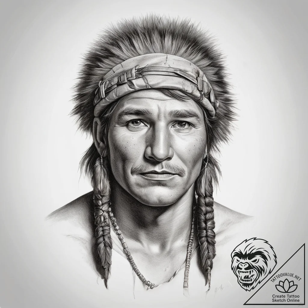 Tattoo sketch davy crockett with a coonskin c... - tattoo sketch (№1758529877_0, 22.09.2025 08:31) — tattoovalue.net