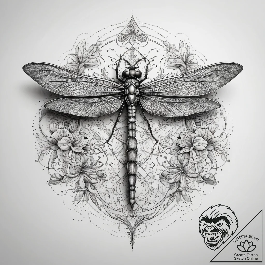 Tattoo sketch dragonfly, tattoo sketch design... - tattoo sketch (№1758531044_0, 22.09.2025 08:50) — tattoovalue.net