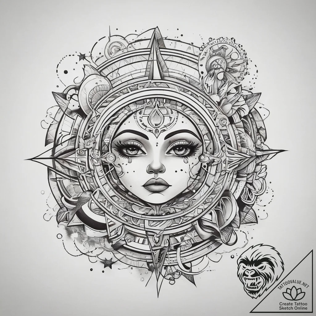 Tattoo sketch cosmic domain, artistic tattoo... - tattoo sketch (№1758531829_0, 22.09.2025 09:03) — tattoovalue.net