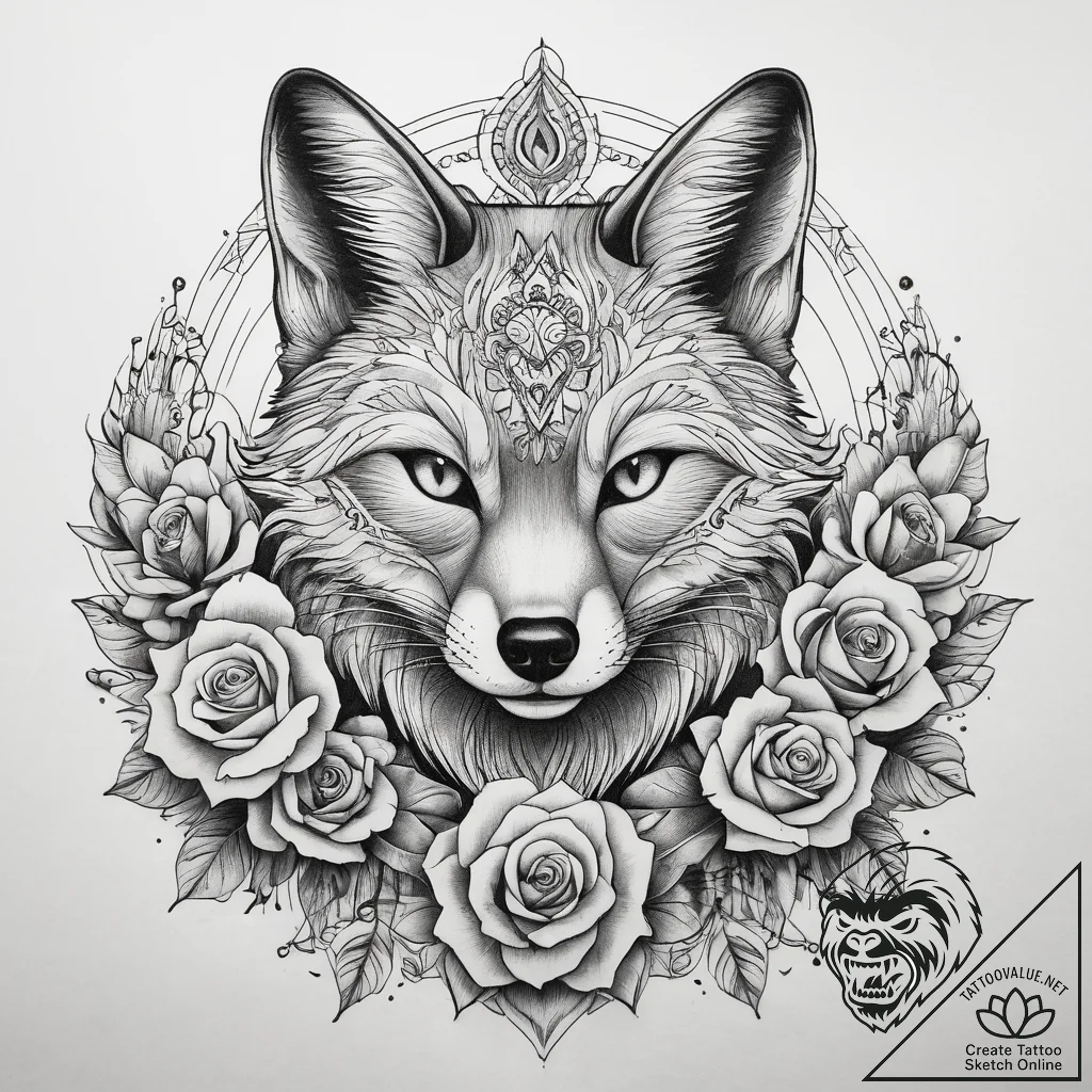Tattoo sketch neo-traditional лиса, artistic... - tattoo sketch (№1758532025_0, 22.09.2025 09:07) — tattoovalue.net