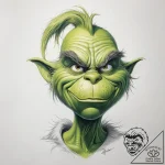 Tattoo sketch the grinch with a tail – tattoo sketch (№1758533786_0, 22.09.2025 09:36) — tattoovalue.net