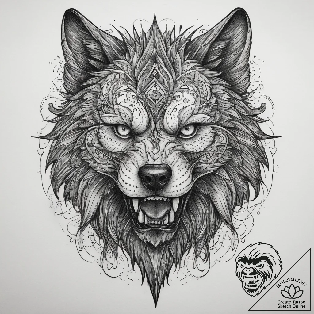 Tattoo sketch werewolf with a person, tattoo... - tattoo sketch (№1758534178_0, 22.09.2025 09:42) — tattoovalue.net