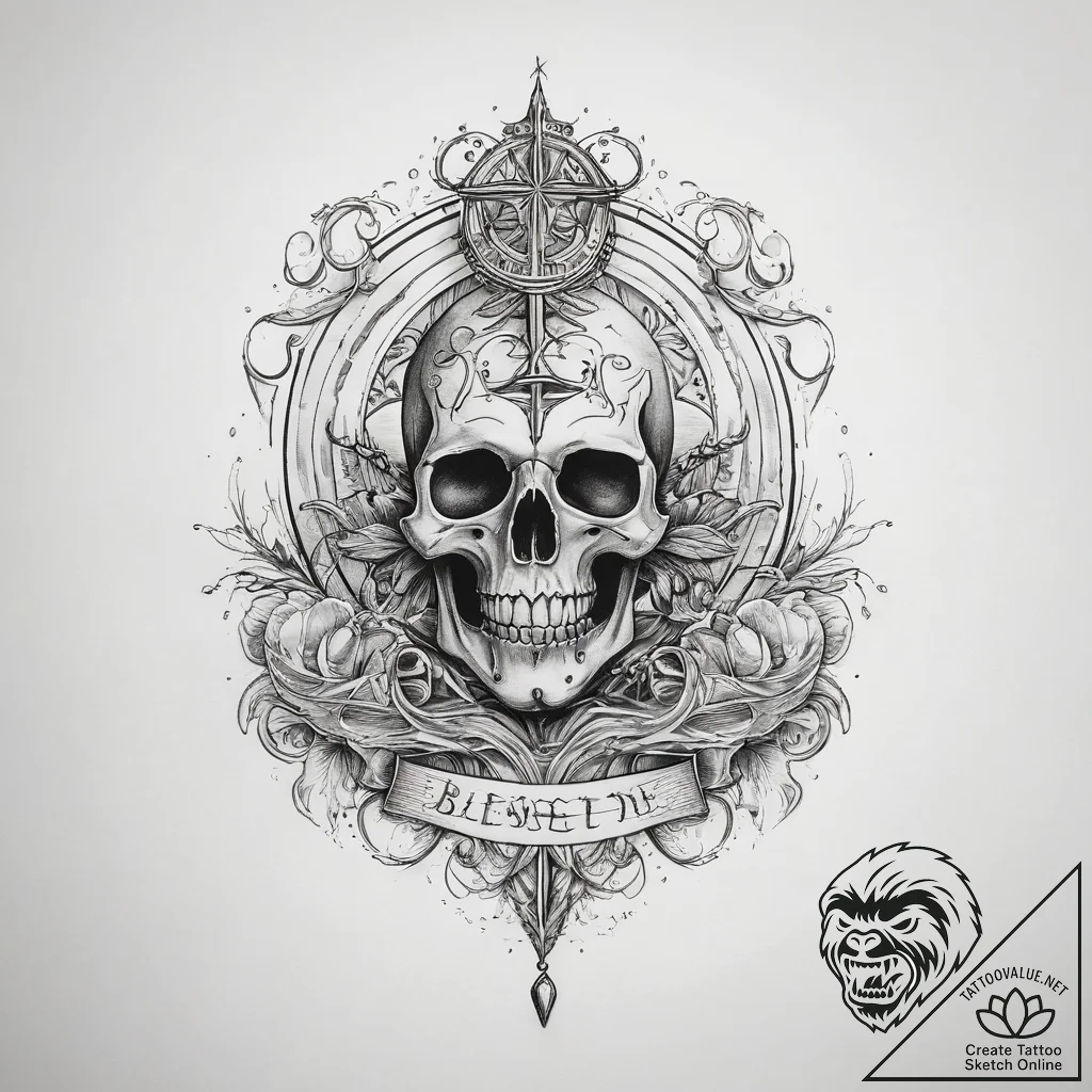 Tattoo sketch blessed tide - tattoo sketch (№1758537639_0, 22.09.2025 10:40) — tattoovalue.net