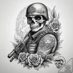 Tattoo sketch soldier with a gun, tattoo draw… – tattoo sketch (№1758538032_0, 22.09.2025 10:47) — tattoovalue.net