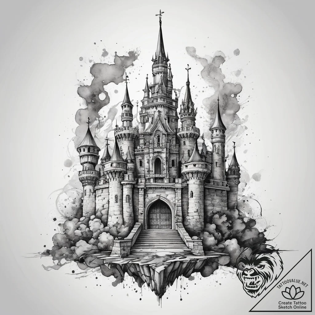 Tattoo sketch castle, tattoo sketch design, b... - tattoo sketch (№1758539210_0, 22.09.2025 11:06) — tattoovalue.net