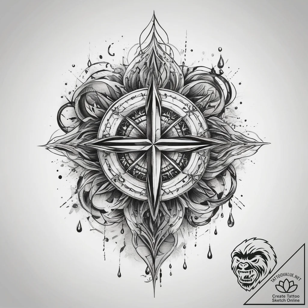Tattoo sketch mystical water, ink illustratio... - tattoo sketch (№1758541740_0, 22.09.2025 11:49) — tattoovalue.net