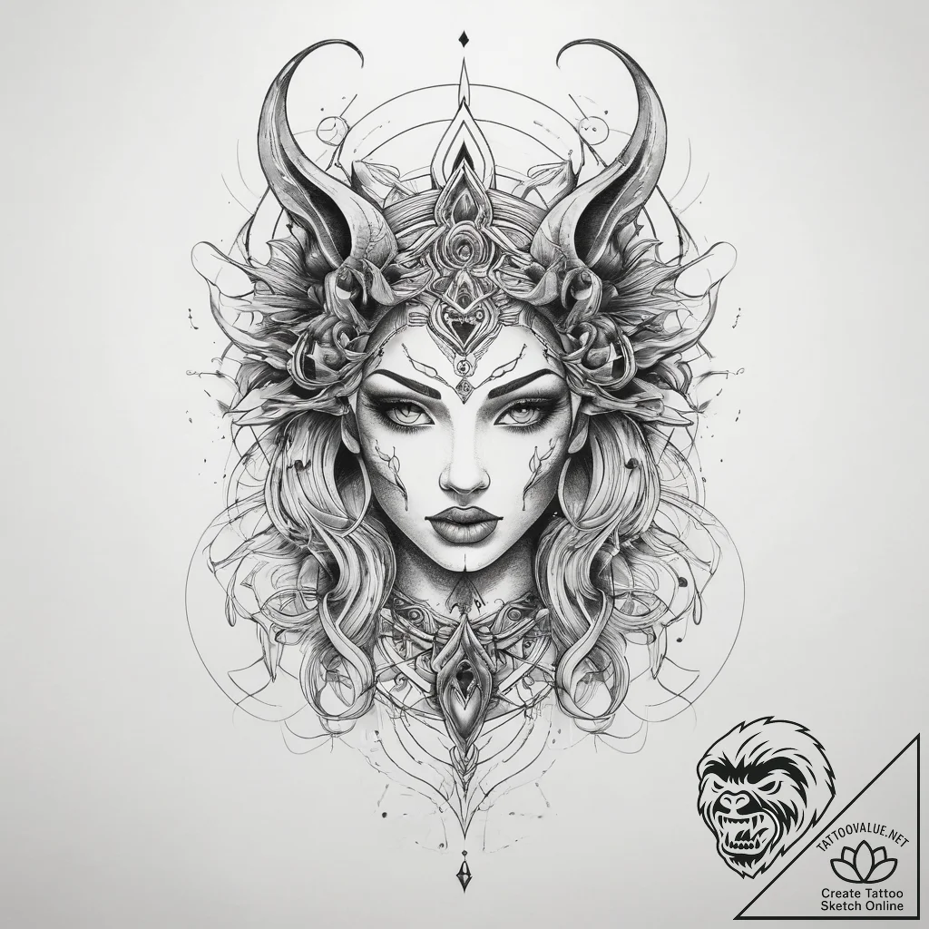 Tattoo sketch mystical beat, artistic tattoo... - tattoo sketch (№1758542132_0, 22.09.2025 11:55) — tattoovalue.net