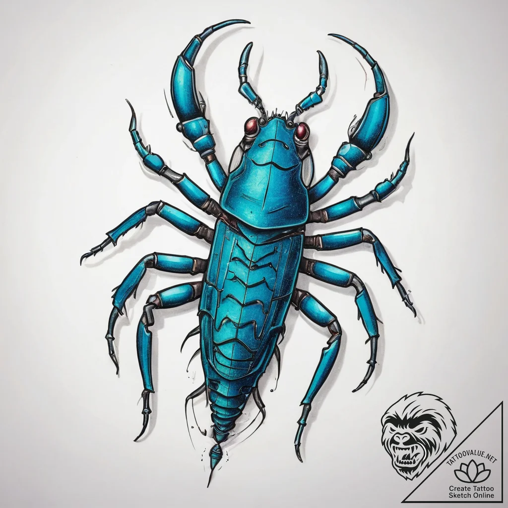 Tattoo sketch water scorpion, tattoo line art... - tattoo sketch (№1758542718_0, 22.09.2025 12:05) — tattoovalue.net
