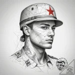 Tattoo sketch soldier with a thread, tattoo l… – tattoo sketch (№1758543497_0, 22.09.2025 12:18) — tattoovalue.net