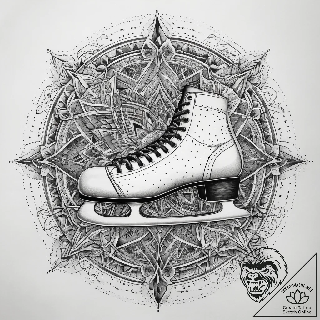 Tattoo sketch ice hockey skate with a puck, a... - tattoo sketch (№1758543888_0, 22.09.2025 12:24) — tattoovalue.net
