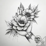 Tattoo sketch hands with a flower, tattoo fla… – tattoo sketch (№1758546337_0, 22.09.2025 13:05) — tattoovalue.net