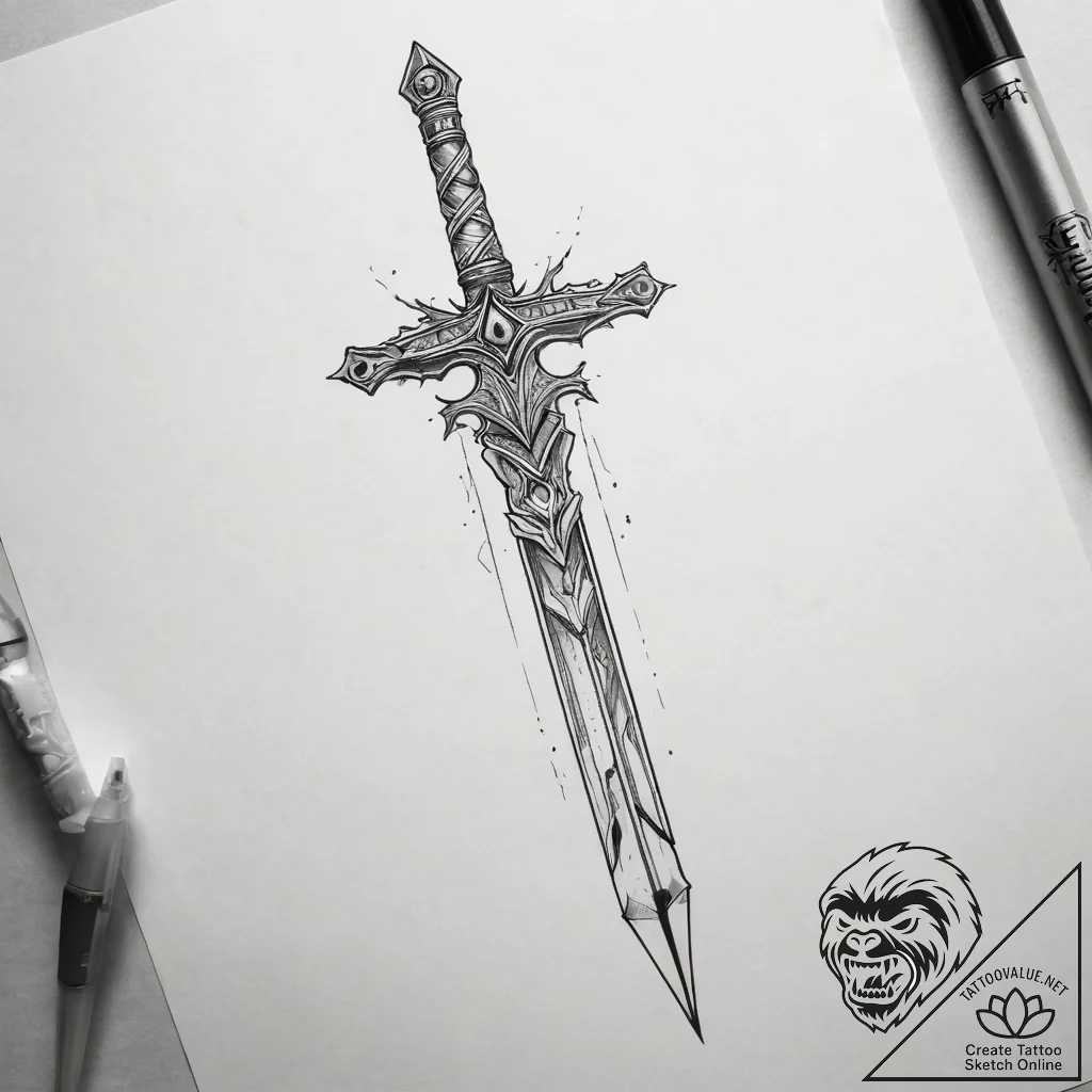 Tattoo sketch cosmic sword, tattoo flash shee... - tattoo sketch (№1758546726_0, 22.09.2025 13:12) — tattoovalue.net