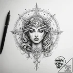 Tattoo sketch celestial tattoo – tattoo sketch (№1758548476_0, 22.09.2025 13:41) — tattoovalue.net