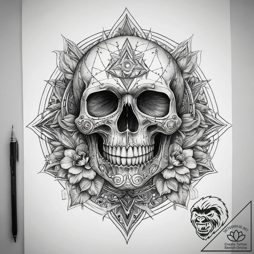Tattoo sketch realistic реалистичный череп, t... - tattoo sketch (№1758549550_0, 22.09.2025 13:59) — tattoovalue.net