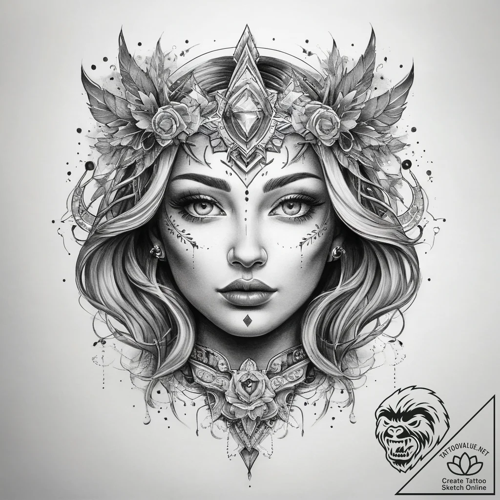 Tattoo sketch cosmic kingdom - tattoo sketch (№1758550930_0, 22.09.2025 14:22) — tattoovalue.net