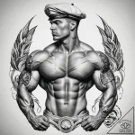 Tattoo sketch bodybuilding silhouette, concep… – tattoo sketch (№1758551542_0, 22.09.2025 14:32) — tattoovalue.net