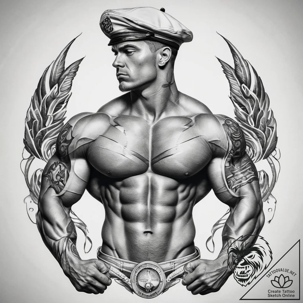 Tattoo sketch bodybuilding silhouette, concep... - tattoo sketch (№1758551542_0, 22.09.2025 14:32) — tattoovalue.net