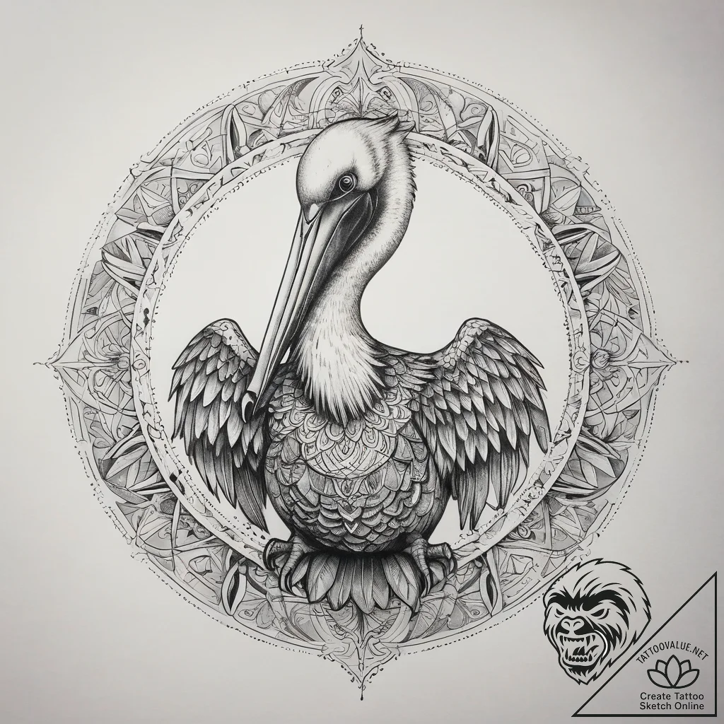 Tattoo sketch pelican, concept art for tattoo... - tattoo sketch (№1758551745_0, 22.09.2025 14:35) — tattoovalue.net