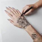 Tattoo sketch hands with a pencil – tattoo sketch (№1758553776_0, 22.09.2025 15:09) — tattoovalue.net