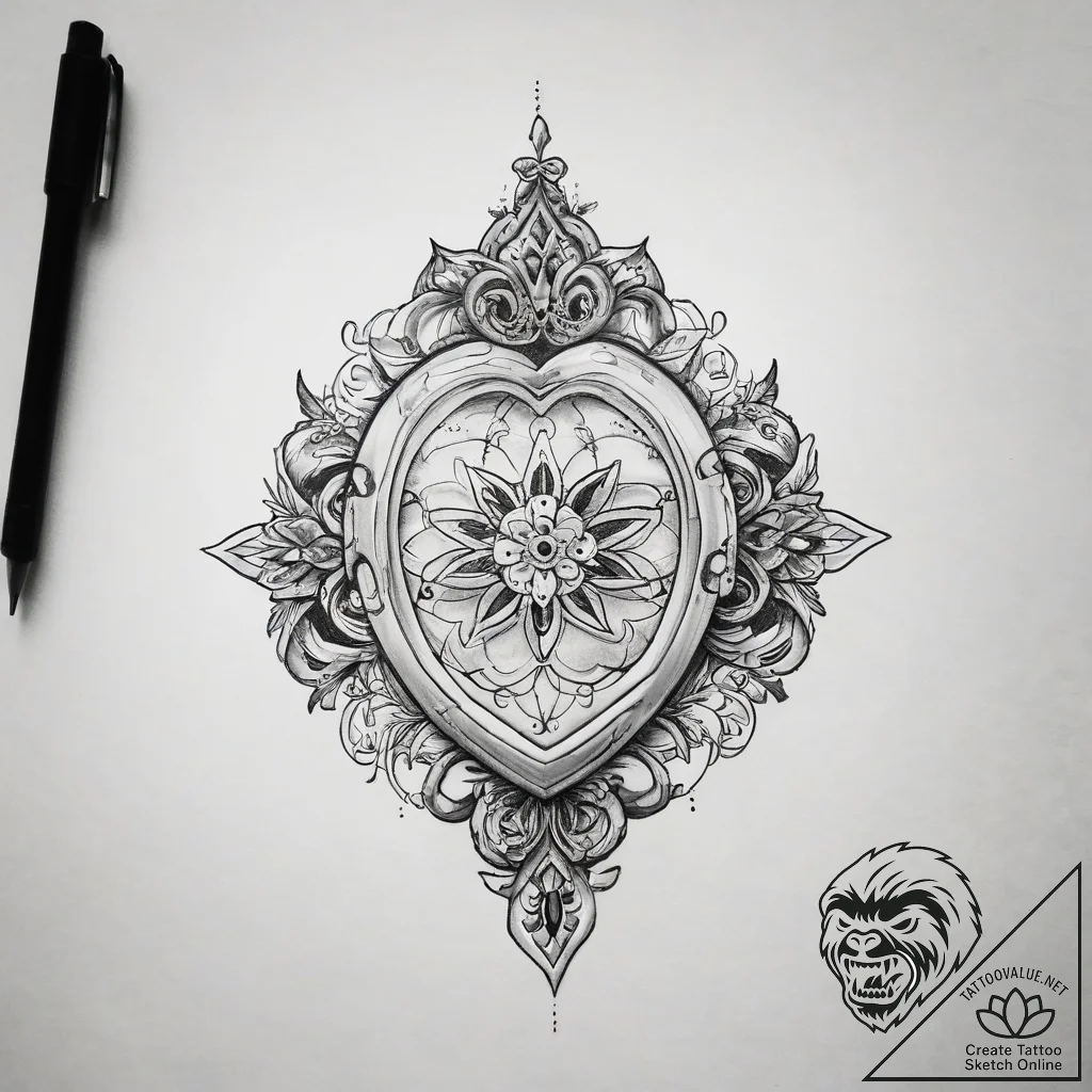 Tattoo sketch locket - tattoo sketch (№1758554164_0, 22.09.2025 15:16) — tattoovalue.net