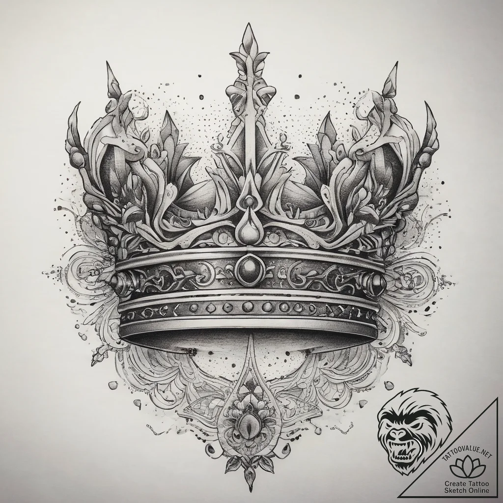 Tattoo sketch crown, concept art for tattoo,... - tattoo sketch (№1758554358_0, 22.09.2025 15:19) — tattoovalue.net