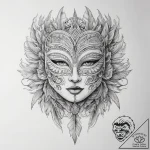 Tattoo sketch feathered mask tattoo, concept… – tattoo sketch (№1758554747_0, 22.09.2025 15:25) — tattoovalue.net