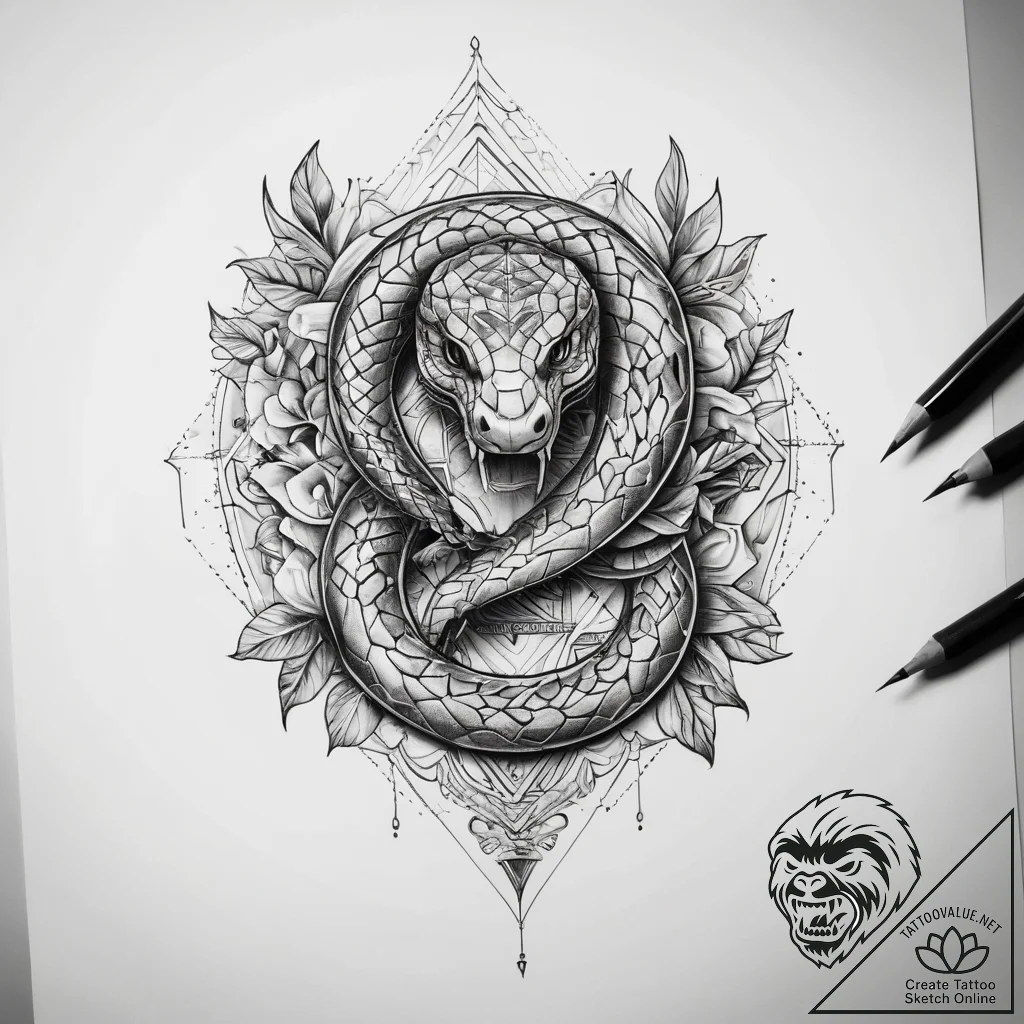 Tattoo sketch geometric snake, tattoo drawing... - tattoo sketch (№1758556645_0, 22.09.2025 15:57) — tattoovalue.net