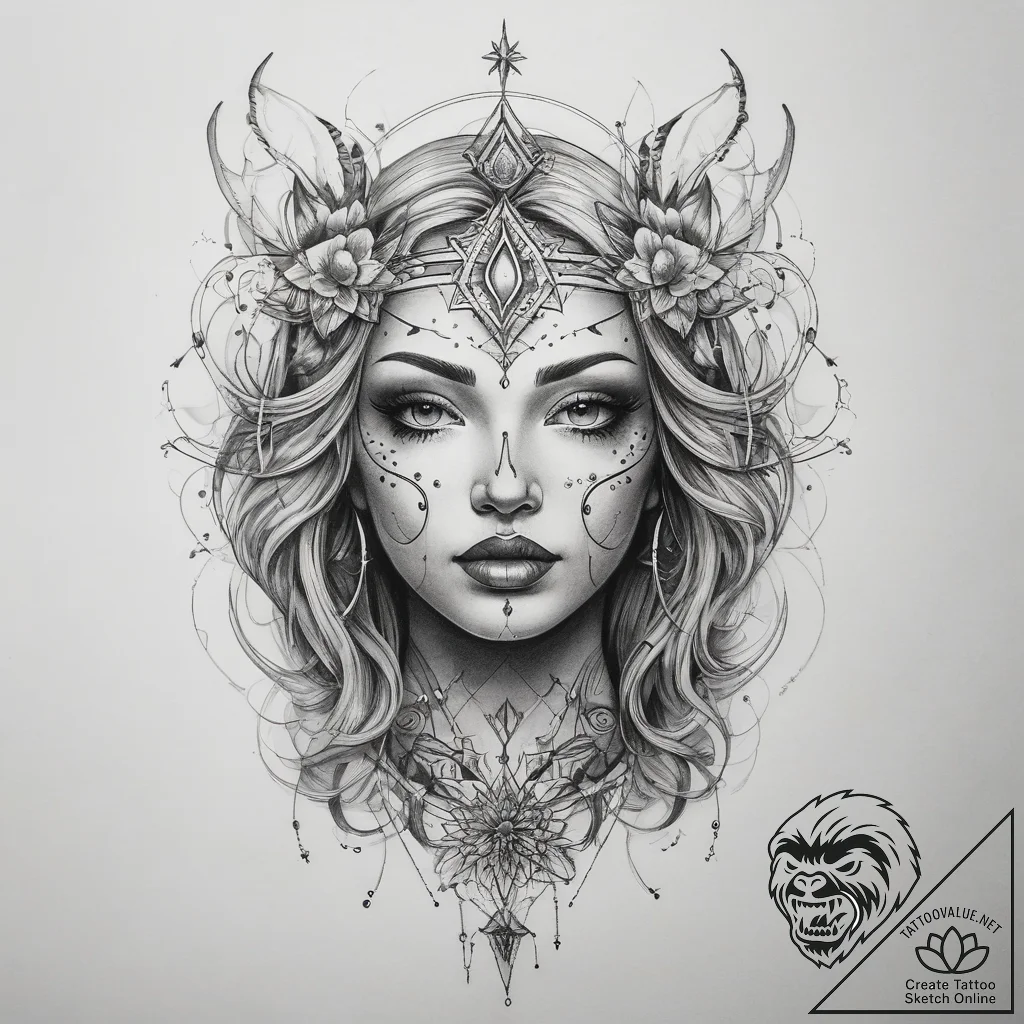 Tattoo sketch cosmic soul, tattoo sketch desi... - tattoo sketch (№1758557440_0, 22.09.2025 16:10) — tattoovalue.net
