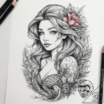 Tattoo sketch mermaid with a plant, tattoo fl… – tattoo sketch (№1758561162_0, 22.09.2025 17:12) — tattoovalue.net