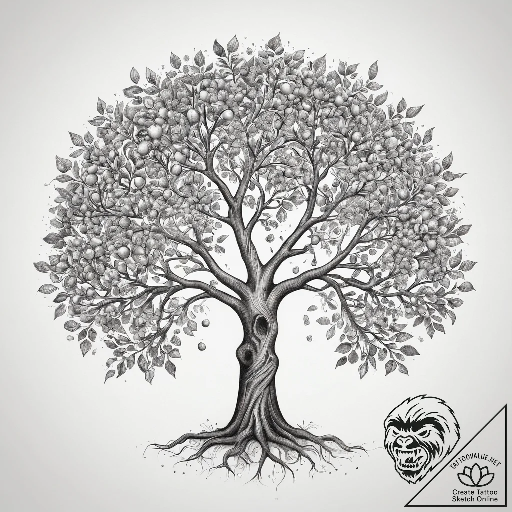 Tattoo sketch adam's apple tree, tattoo sketc... - tattoo sketch (№1758562335_0, 22.09.2025 17:32) — tattoovalue.net