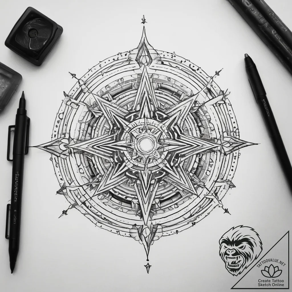 Tattoo sketch cosmic presence - tattoo sketch (№1758562936_0, 22.09.2025 17:42) — tattoovalue.net